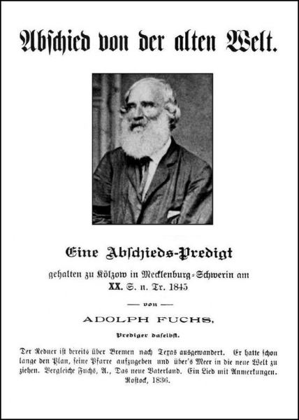 Pastor Adolf Fuchs' Farewell Sermon, reprinted in the 1890s